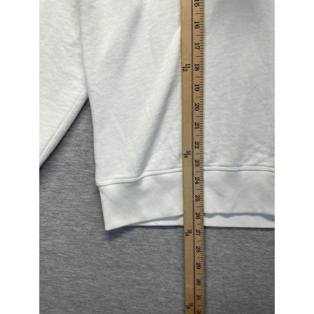 Levi's Sweatshirt Unisex Medium White Fleece Lined Classic Fit Red Batwing Logo